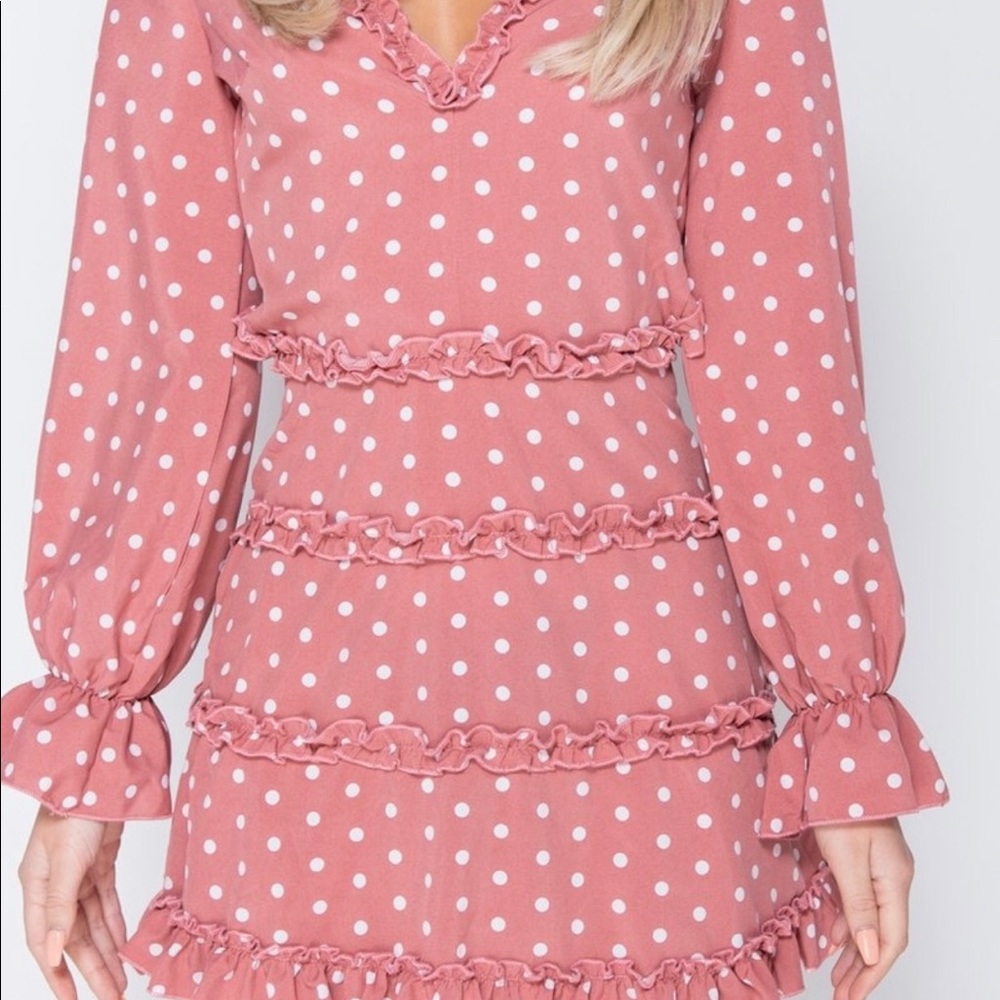 Polka Dot Frill Trim Tiered Backless Mini Dress - Picture 11 of 16